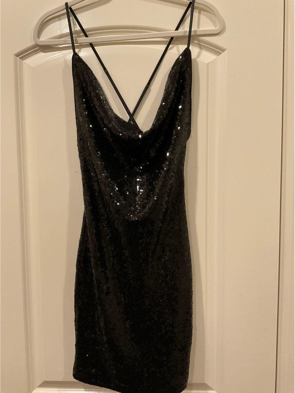 NWT Summer Haus Start The Show Black Sequin Open Back Mini Dress Medium M